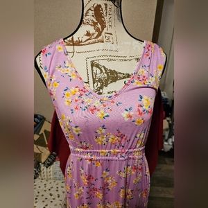 Olive-Oak Purple Flower Sun Dress
